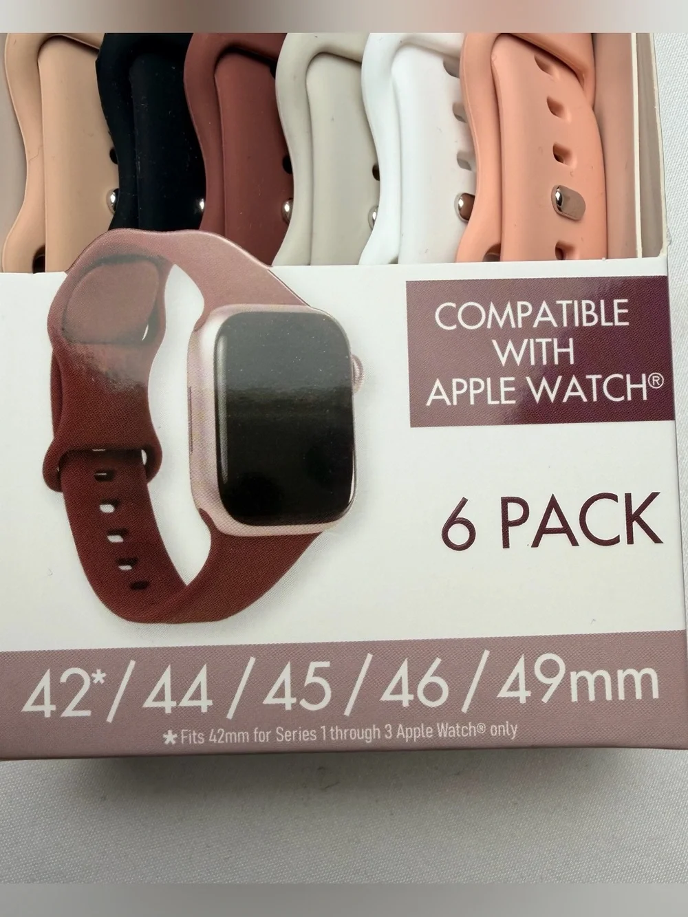 6-Pack Silicone Watch Bands for Smartwatches - Multi-Color